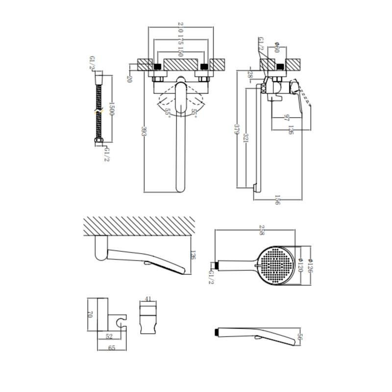 Смеситель для ванны с длинным поворотным изливом, c душевым гарнитуром Qtap Evia QTEVI260CRM47579 Chrome Харьков - изображение 2