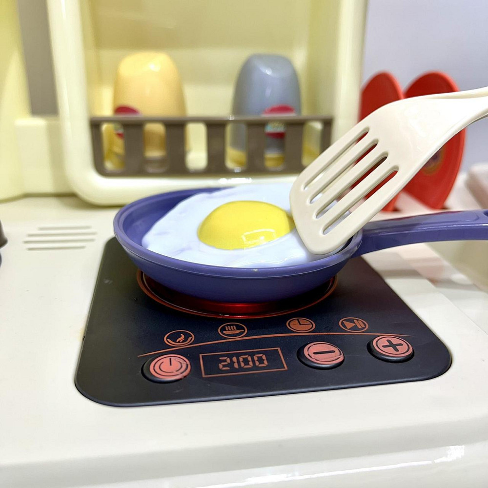 Кухня ігрова 42 предмети посуд продукти плита мийка-льюча вода пар музика світло на батарейках Рожева (16890B) Чернігів - фото 9