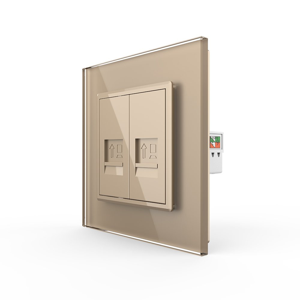 LIVOLO Розетка комп'ютерна подвійна RJ-45 Livolo золото скло (VL-C792C-13) Коломия - фото 6