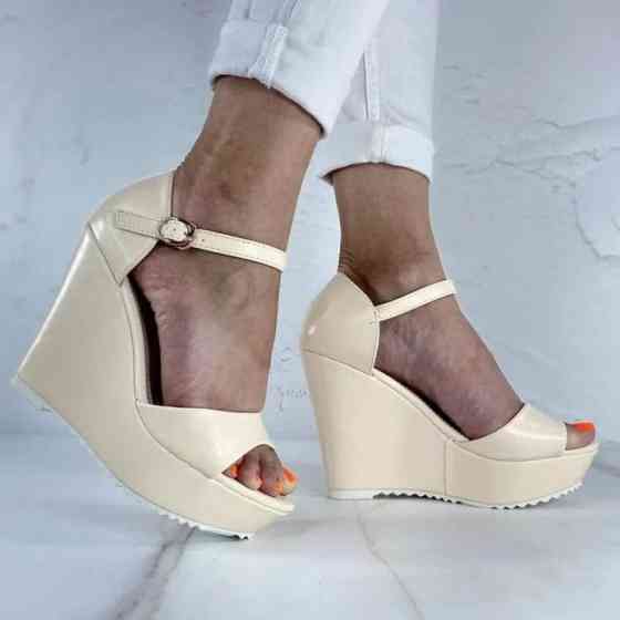 Жіночі Сандалії Босоніжки на Танкетці Платформа Бежеві Літні (розміри: 35,36,37,38,39,40) - 44 Дніпро
