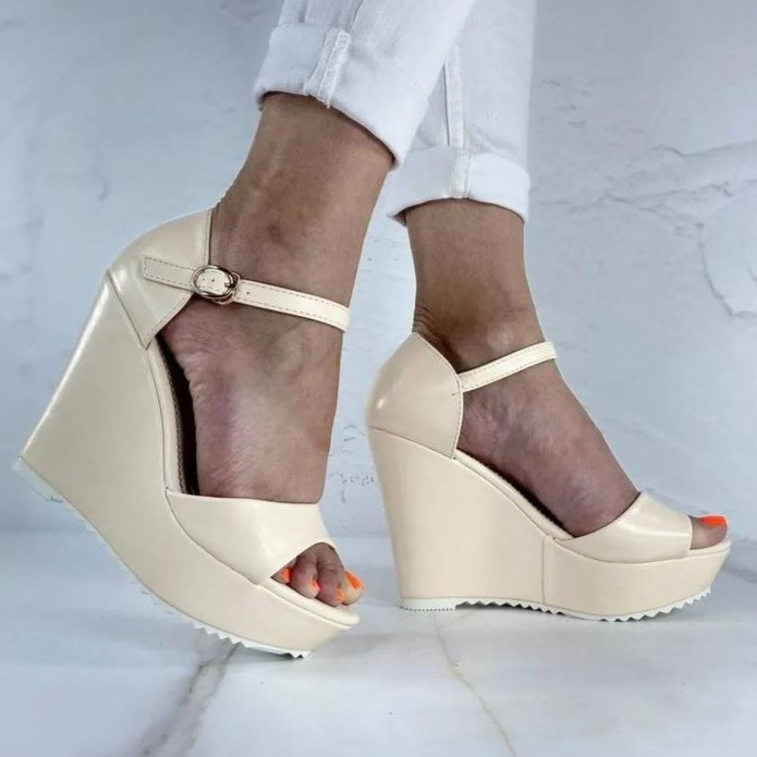 Жіночі Сандалії Босоніжки на Танкетці Платформа Бежеві Літні (розміри: 35,36,37,38,39,40) - 44 Дніпро - фото 2