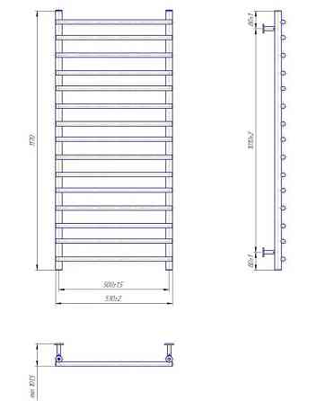 Водяной полотенцесушитель Mario INOX Турин 1170х530/500 Киев