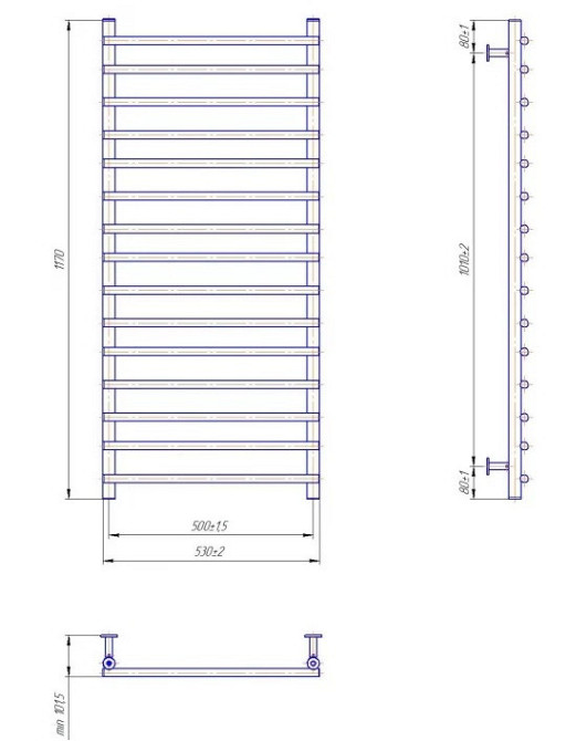 Водяной полотенцесушитель Mario INOX Турин 1170х530/500 Киев - изображение 4