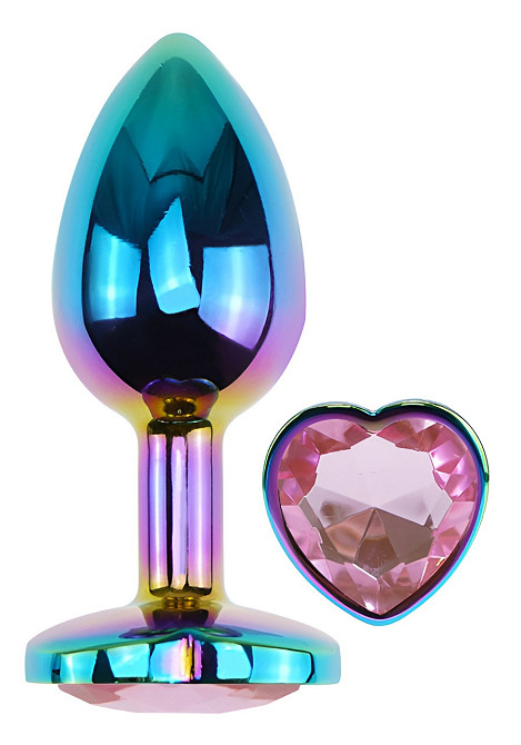 Анальна пробка з кристалом EGZO - Multicolor Heart Plug Pink size M Sex Aura Київ - фото 2