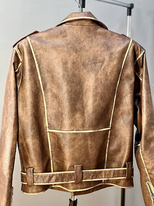 Куртка женская Aftf Basic 2456 косуха молнии пояс вареные швы экокожа коричневая, коричневый, L Киев - изображение 10