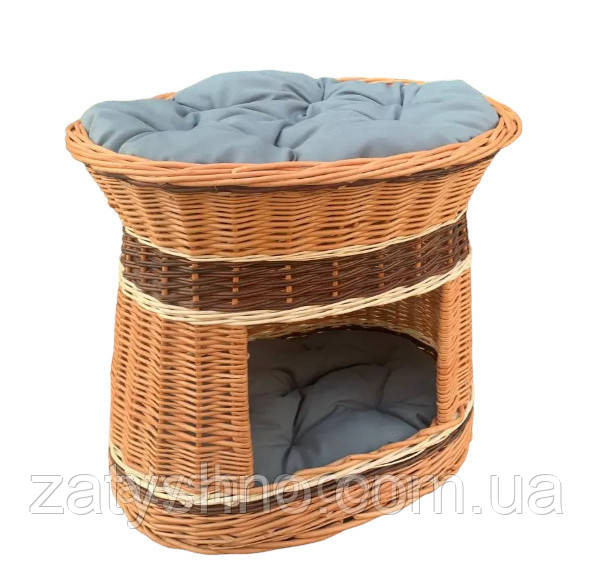 Лежак овальный для кошки, плетеный, с подушкой Киев - изображение 1