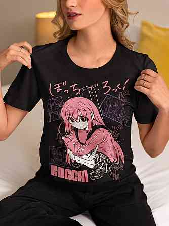 Футболка для мальчика аниме Хитори Готоу Боккхи Рокк оверсайз (рост от 165 до 180 ) Черний AnimeJ0320m Днепр