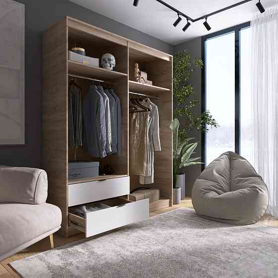 Шкаф распашной для одежды с выдвижными ящиками (штанга-штанга) Эверест Сити-1600 160,2х50х204,6 см Дуб сонома/Белый (DTM-071096) Львов