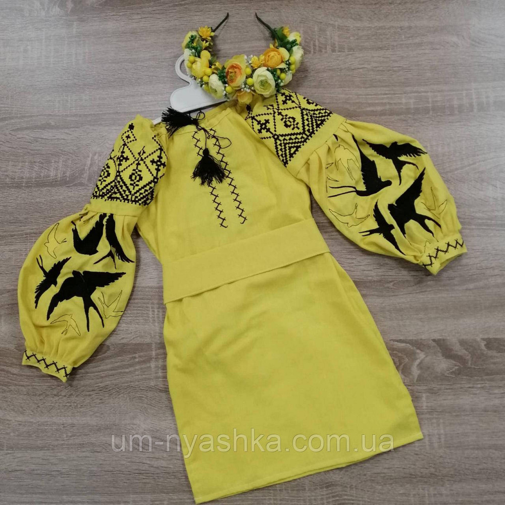 Платье вышиванка желтое с ласточками Кривой Рог - изображение 1
