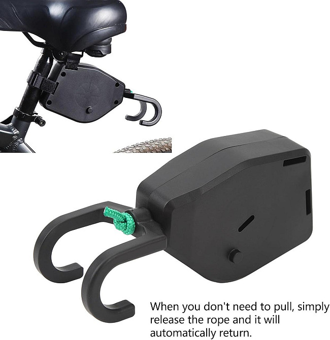 Трос для буксирування дитячого велосипеду, висувний автоматичний до 136 кг, 2.5 м тяговий ремінь, мотузка Київ - фото 7