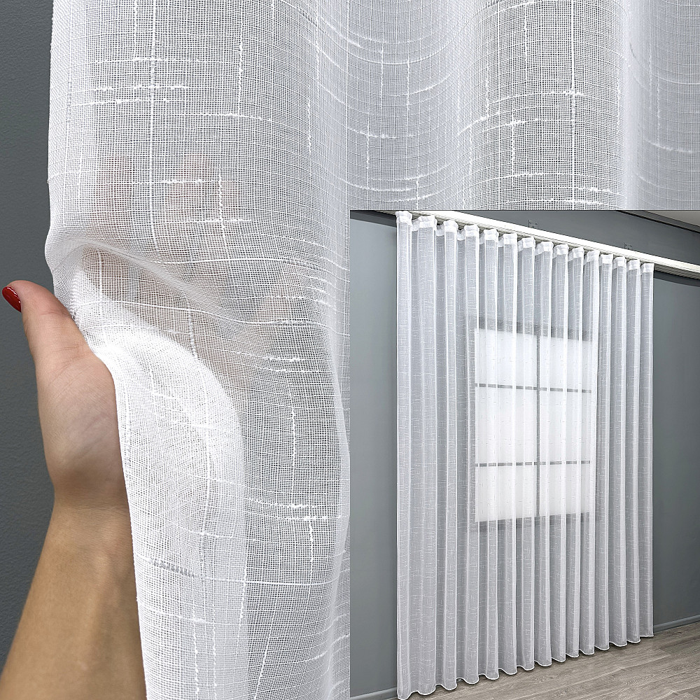 Тюль VR-Textil 1208т Івонна Льон Білий з срібним вкрапленням 500х230 см (43-346) Київ - фото 9