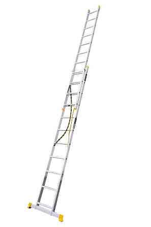 MASTERTOOL Драбина алюмінієва MASTERTOOL двосекційна комбінована 2х10 ступенів h=5050 мм max 15 Коломия