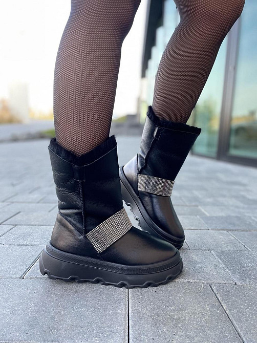 Marko Угги жіночі DE MARKO чорні натуральна шкіра зима висота 12 см (4881) Коломия - фото 2