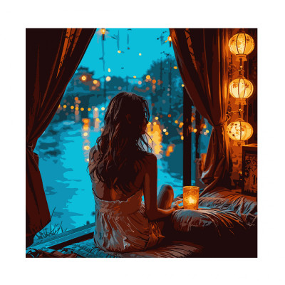 Картина по номерам Santi Мрійлива дівчина, 40*40см, LED підсвітка (955102) Винница - изображение 1