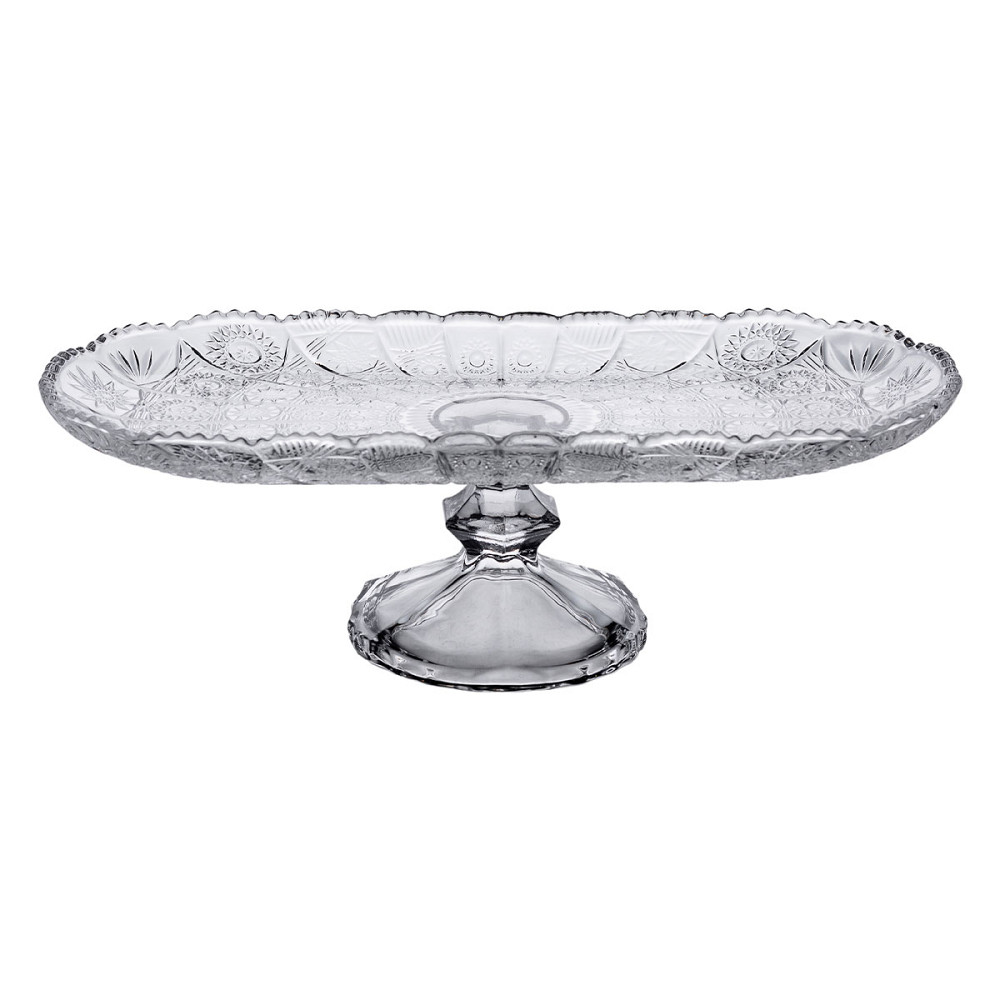 Yiwu Фруктовниця скляна на ніжці 33.5х15х10 см овальна ваза для фруктів HP-YH-82 Киев - изображение 2