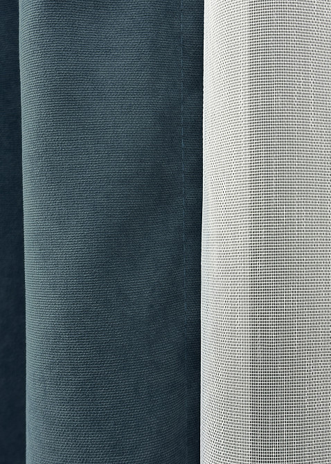 Комплект штор VR-Textil Мікровелюр Petek 200х270 2шт і Тюль 600х270 1489ш-1153т Сіро-блакитний з білим 71-033/7 Київ - фото 7