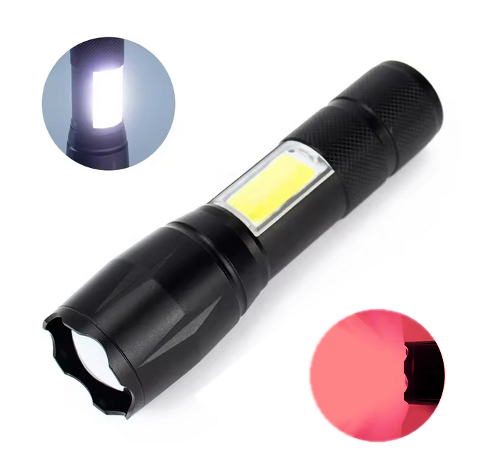 Ручний ліхтар C609-T6 (Red)+COB(White), Li-Ion акумулятор, ЗП microUSB, zoom Дніпро - фото 3