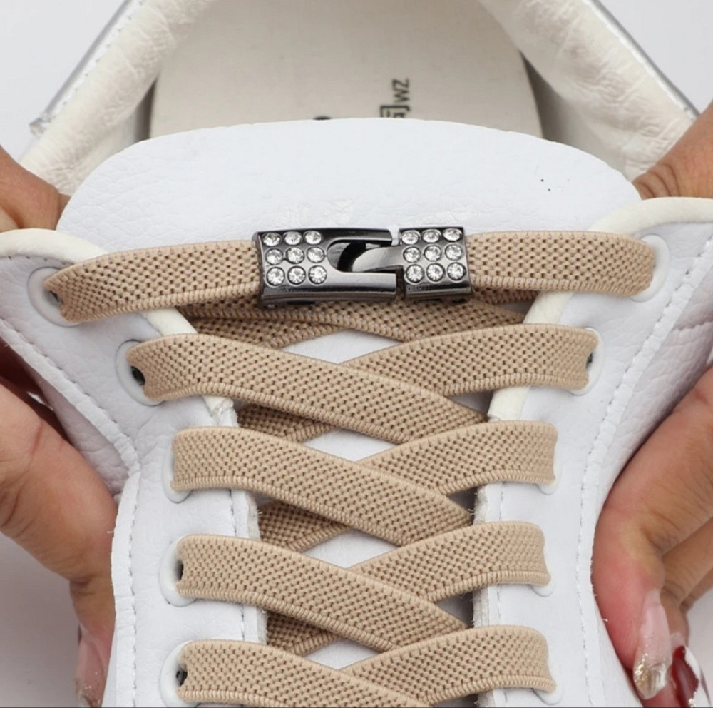 Шнурки еластичні без зав'язок з металевою застібкою зі стразами Сміла - фото 3