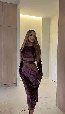 Женское праздничное, притягательное, миди платье из мягкого бархата с вставками сетки с камушками Сливовый, 42/44 Одесса