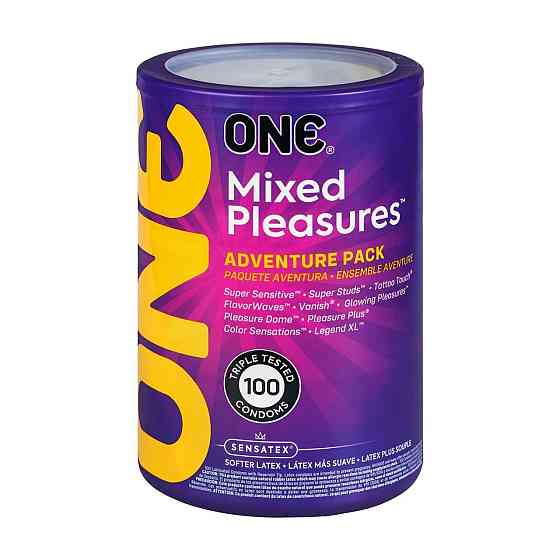 Набір презервативів ONE Mixed Pleasures 100 шт, мегапак тюб Sex Aura Київ