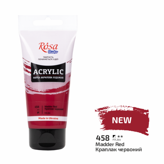 Фарба акрилова Краплак червоний (458) 75 мл ROSA Studio Київ