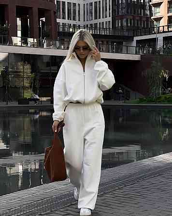 Женский теплый базовый костюм двойка в спортивном стиле трехнить на флисе Одесса