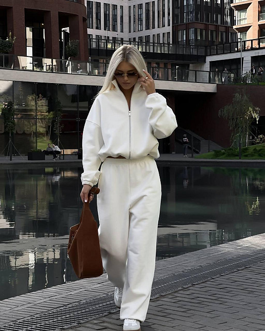 Женский теплый базовый костюм двойка в спортивном стиле трехнить на флисе Одесса - изображение 1