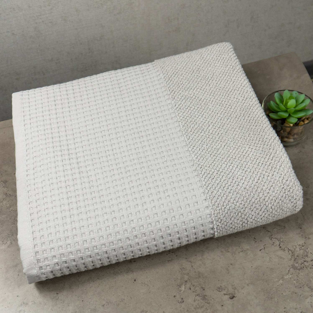 Комплект махрових рушників Вафельний Бордюр 2шт GM Textile 50х90см, 70х140см 500г/м2 (Попелястий) Суми - фото 5