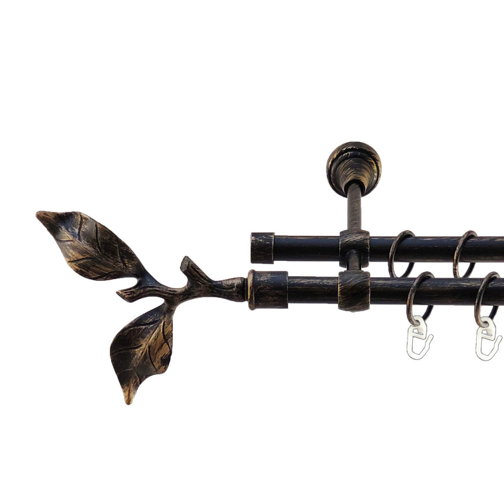 Карниз Orvit Листок Троянди металевий дворядний литий Чорне Золото 16\16 мм 200 см (5468281) Львів - фото 1