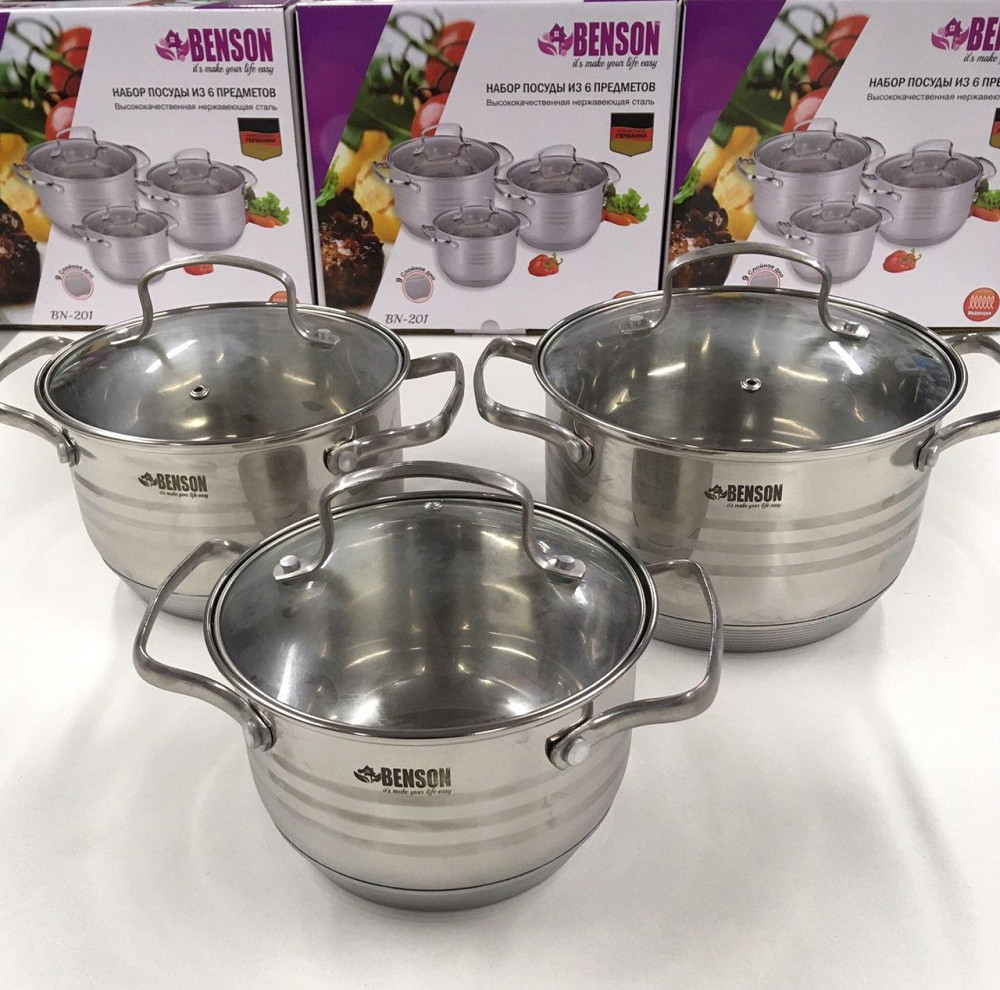 Набор кастрюль нерж 6 пр BN-201 (4шт/ ящ) Одесса - изображение 1