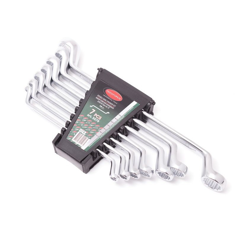 Ключі накидні відігнуті на 75грд., Набір 7пр. (8х9,10х11,12х13,14х15,16х17,18х19,22х24) ROCKFORCE RF-5079 Одесса - изображение 1