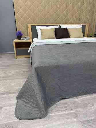 Покривало стьобане Decorator Велюр листя 220х240 см сірий (85-035) Київ