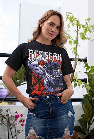 Футболка з аніме принтом Берсерк Манга Стріп Гутс оверсайз (S/M/L) Чорний AnimeJ0530 Дніпро