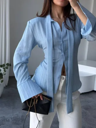 Стильна жіноча сорочка зі льону в смужку Одеса