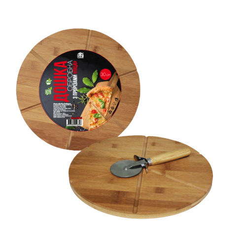 Дошка кухонна d30см бамбук з прорізами 8845 Піца S&T Житомир - фото 1