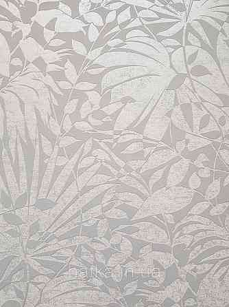 Шпалери вінілові на флізеліні AS creation The Bos 0.53х10 листя папороті монстери банана білі на сірому Київ