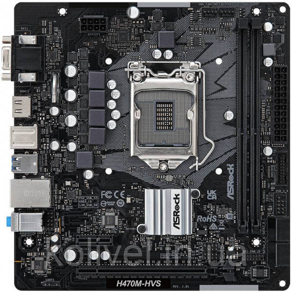 ASRock H470M-HVS R2.0 (1200/H470, 2*DDR4, PCIex16, HDMI/VGA, 4xSATAІІІ, RAID, GLan, 7.1ch, mATX) (H470M-HVS Киев - изображение 1