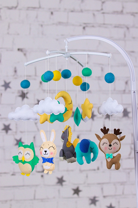 Дитячий мобіль на ліжечко для немовлят WooolyWool «Єдиноріг» Київ - фото 1