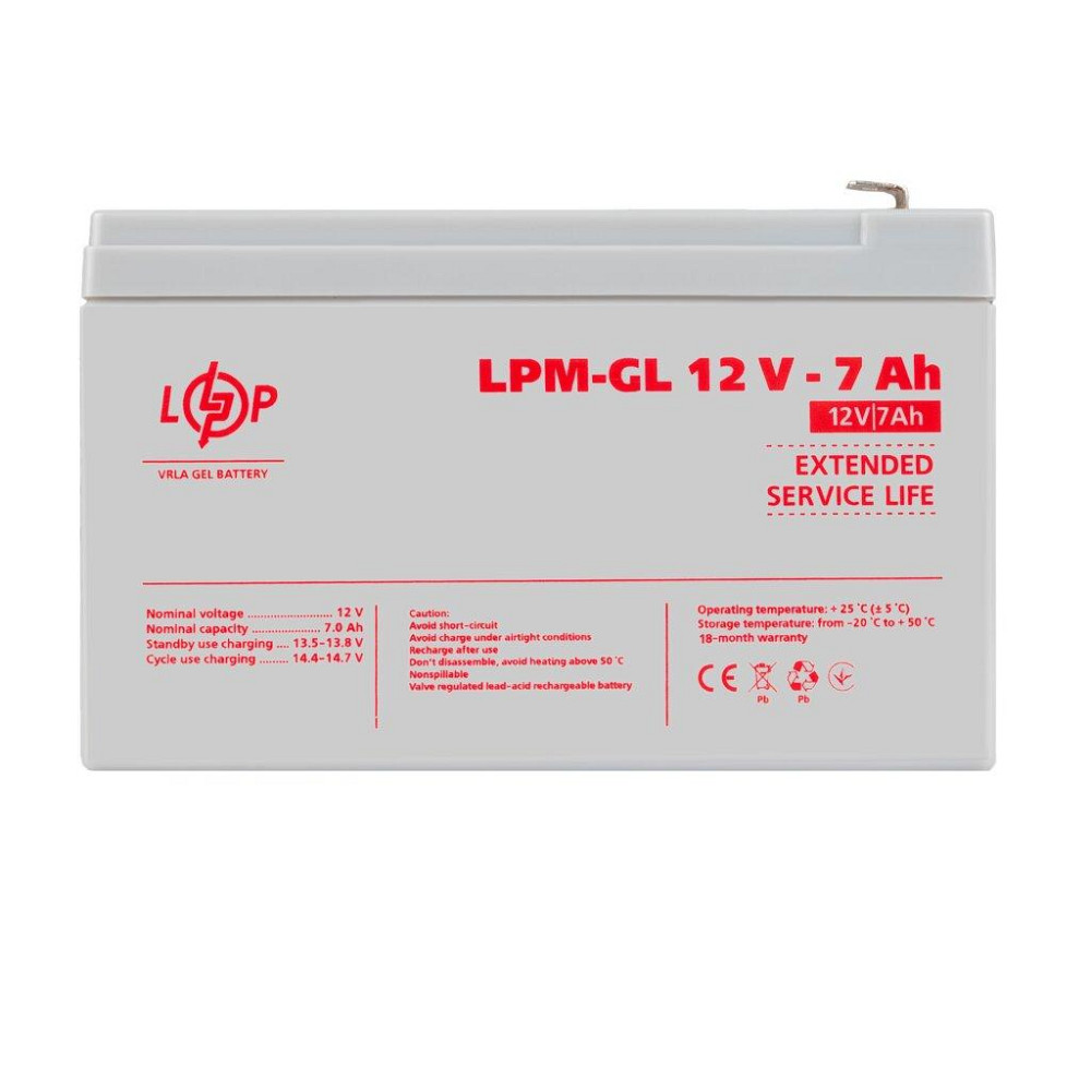 Аккумулятор гелевый LPM-GL 12V - 7 Ah Киев - изображение 1