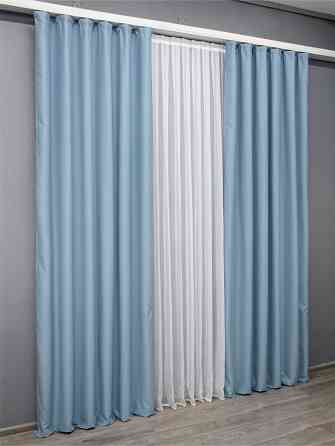 Комплект готовых штор VR-Textil Блэкаут Midnight № 1676ш Голубой 150х290 см 2 шт (33-0568) Киев