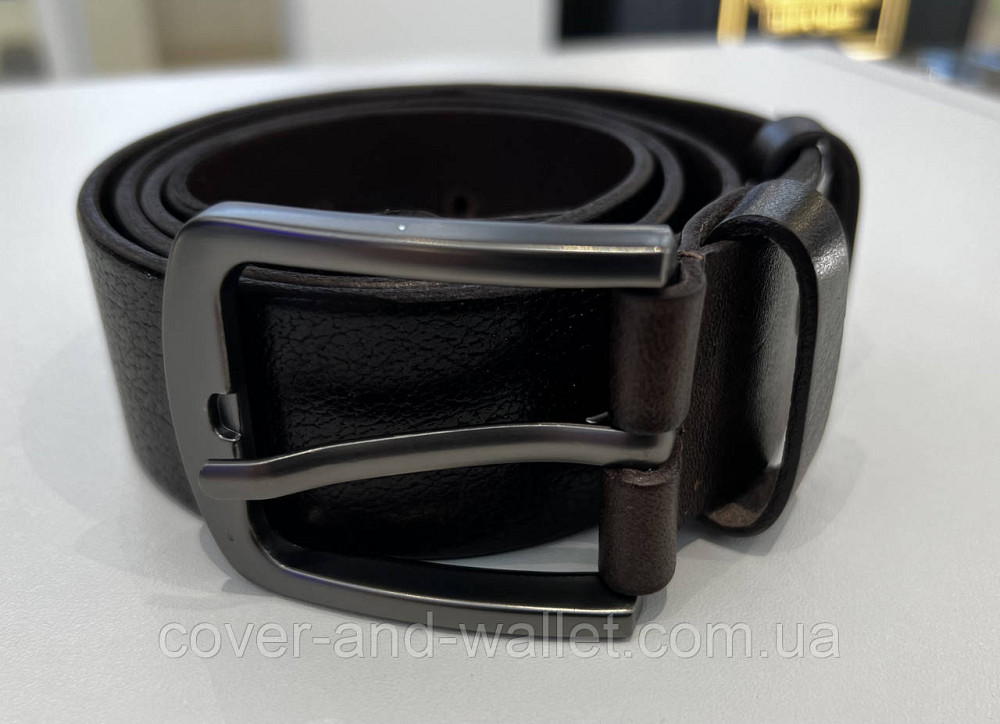 Чоловічий широкий ремінь чорного кольору з італійської шкіри 40мм PS Leather Київ - фото 9