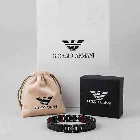 Мужской черный браслет на руку Armani (20110) Киев