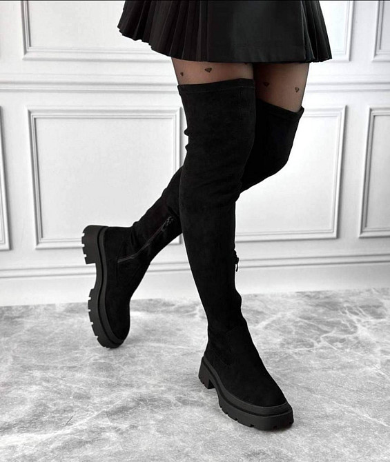 Ботфорти жіночі EDAN 88 чорні (зима євро-хутро, замша натуральна) (5652) 37 Коломия - фото 1