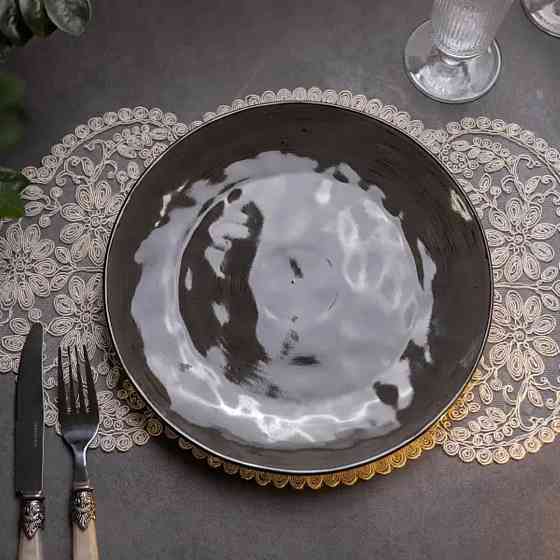 TS Kitchen Тарілка сервірувальна кругла 26 см плоска порцелянова коричнева Киев