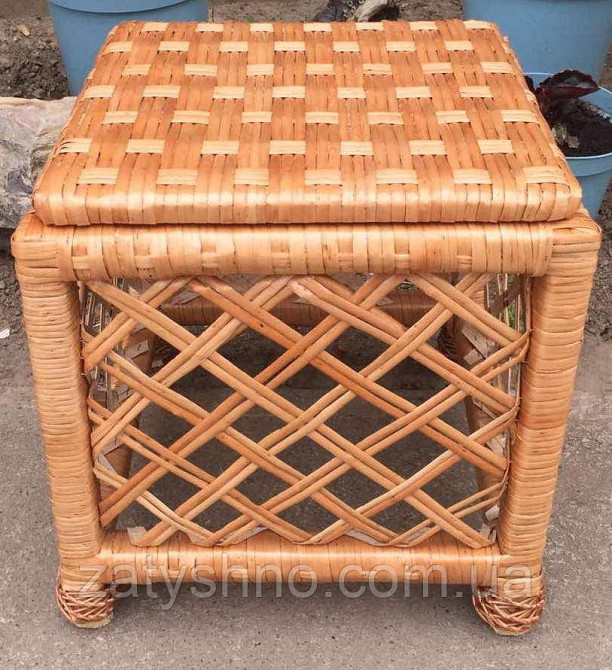 Пуфик плетеный из лозы квадратный Киев - изображение 4