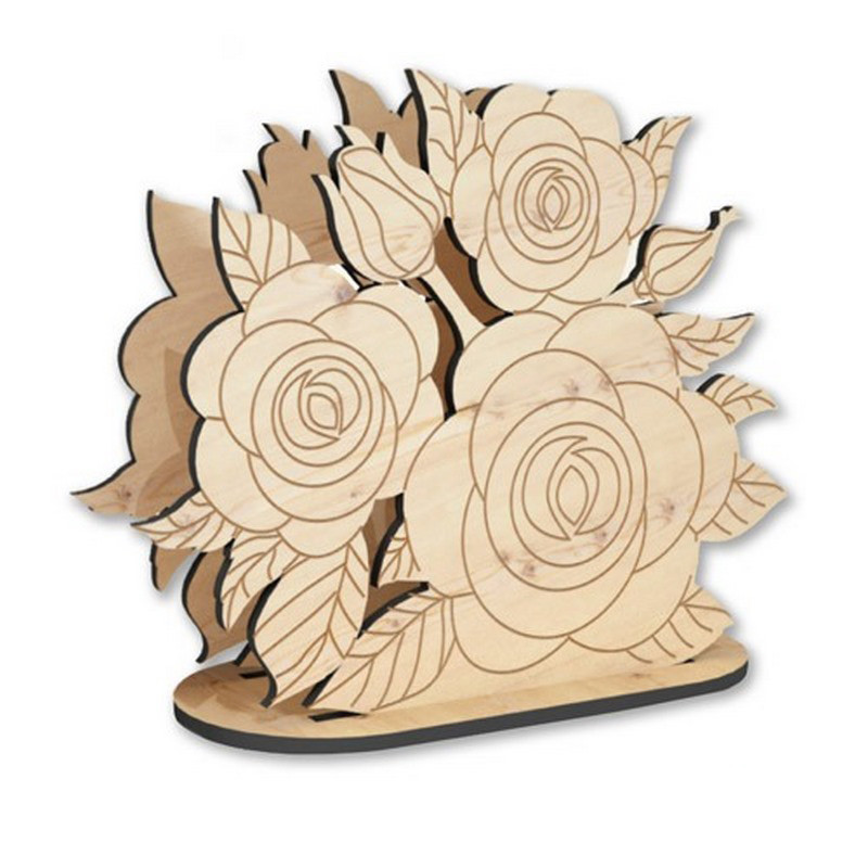 Дерев'яна серветниця для декору "Троянди" FDPO-298 Вінниця - фото 1