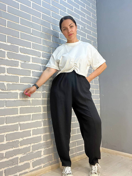 Брюки женские 0716 MOM шелковые с карманами черные, черный, XL Киев - изображение 6