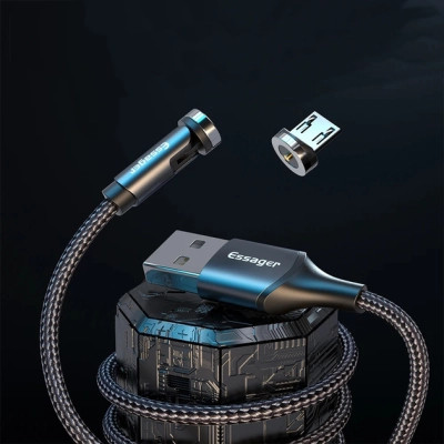 Дата кабель USB 2.0 AM to Micro 5P 1.0m magnetic black Essager (EXCCXM-WC0G) Винница - изображение 5