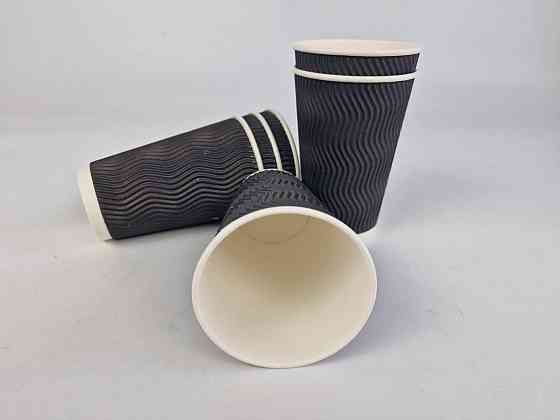 Стакан гофрированный 500мл ЧЕРНЫЙ (15 шт) Харьков