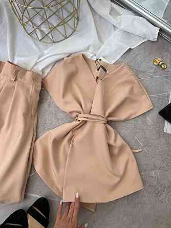 Жіночий базовий брючний костюм-двійка з креп костюмки Беж, 46/48 Одеса